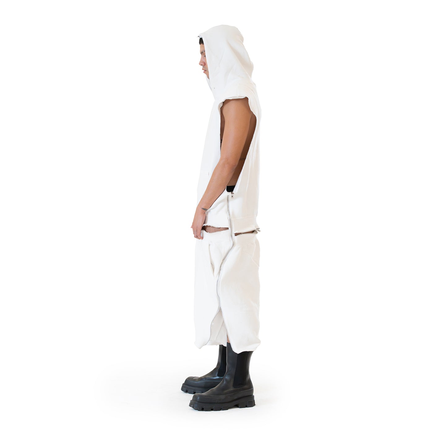 Adjustable Fleece Romper White