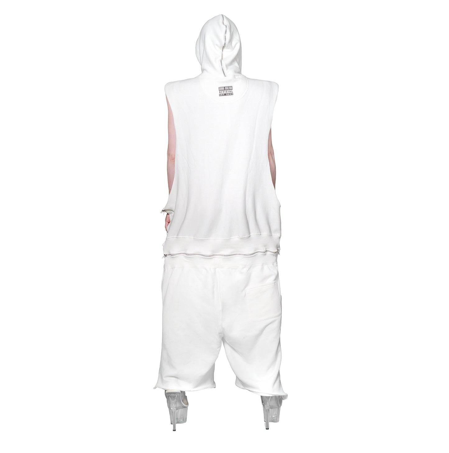 Adjustable Fleece Romper White