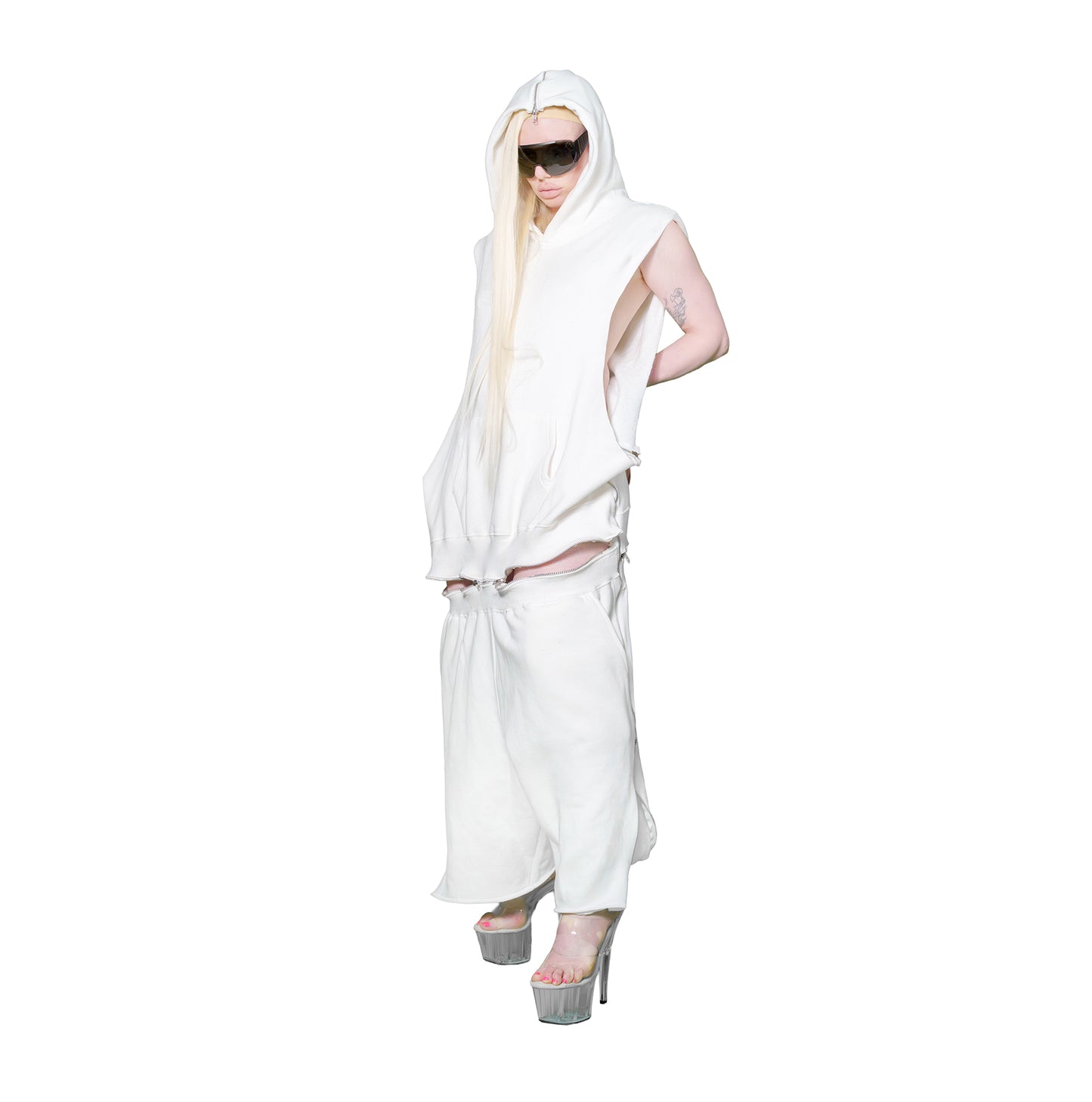 Adjustable Fleece Romper White