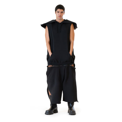 Adjustable Fleece Romper Black