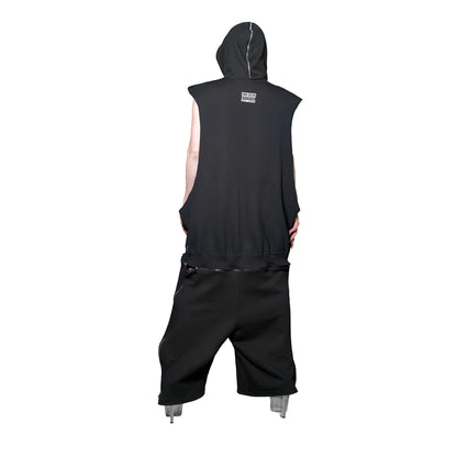 Adjustable Fleece Romper Black
