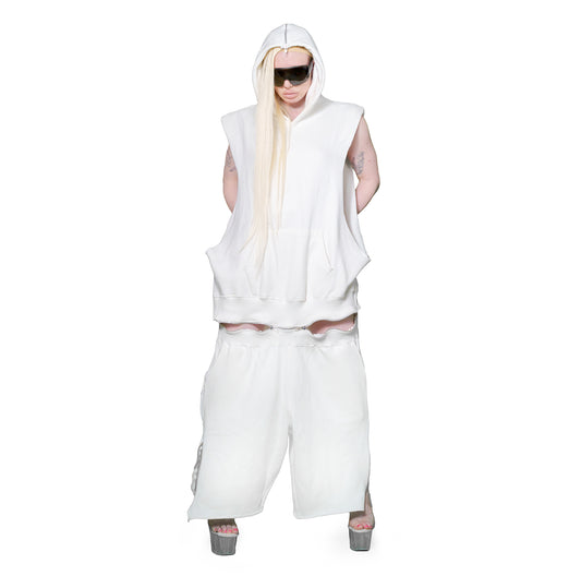 Adjustable Fleece Romper White