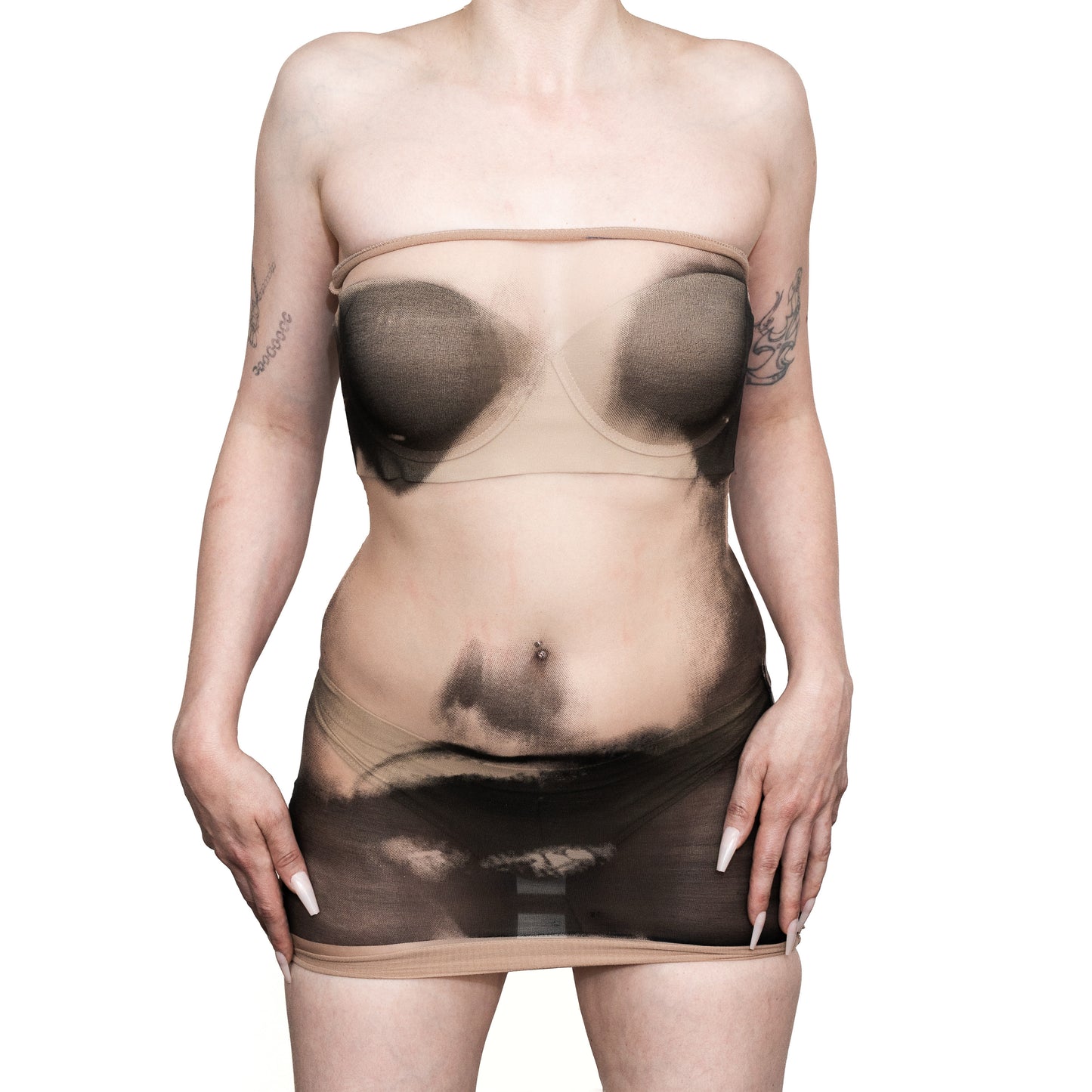 Sheer Printed Tube Dress (2 Pack)