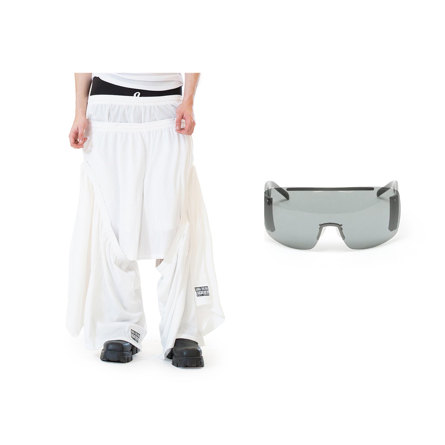 Extra-Long & Wide Shorts Black & Sunglasses Bundle